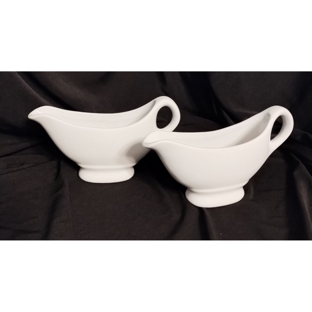 Pair of White Ceramic 4 oz. Gravy/Oil & Vinegar Genie Lamp Shaped Vessels